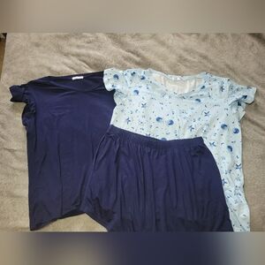 Navy Blue and Light Blue Star Print Pajama Set